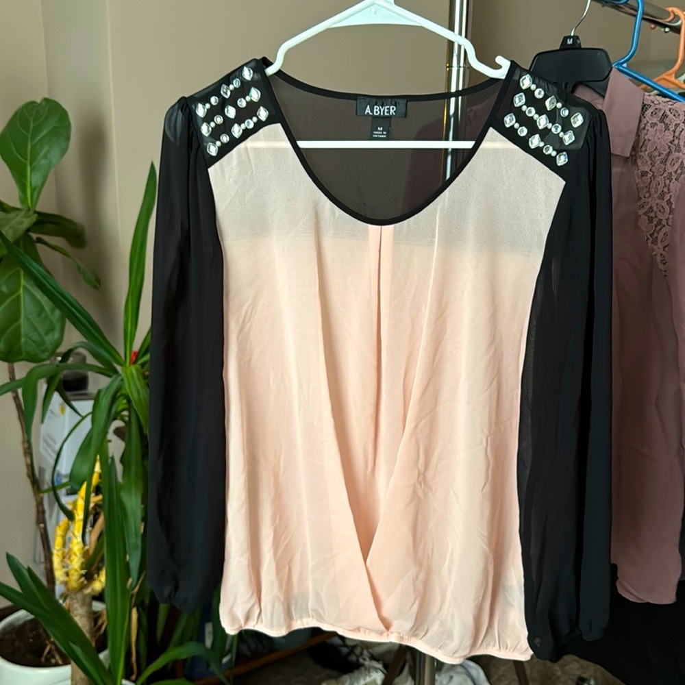 Cream and black blouse